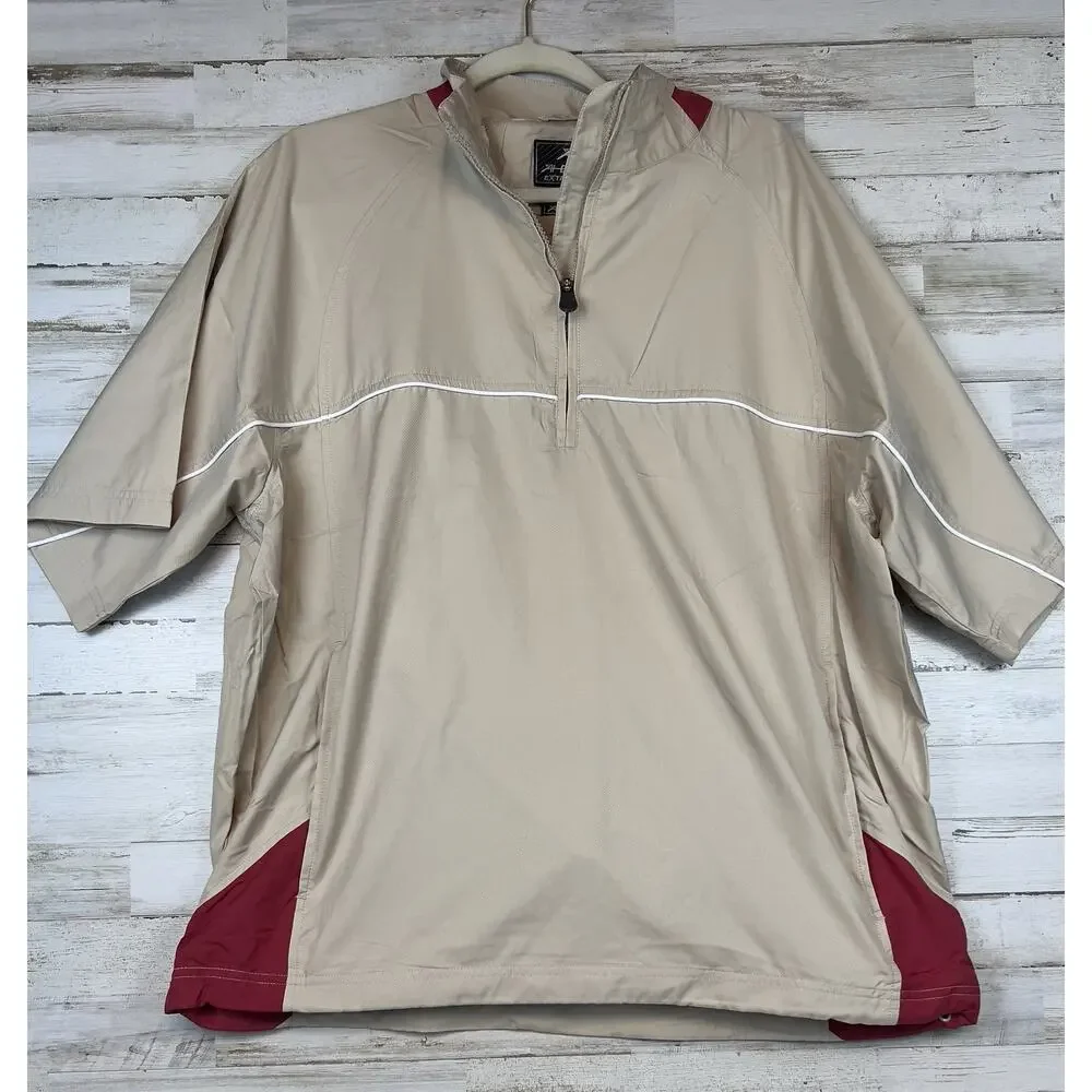 AHEAD 1/2 Zip NWT Pullover Short Sleeve Lg Rain Spill Resistant Beige Preppy